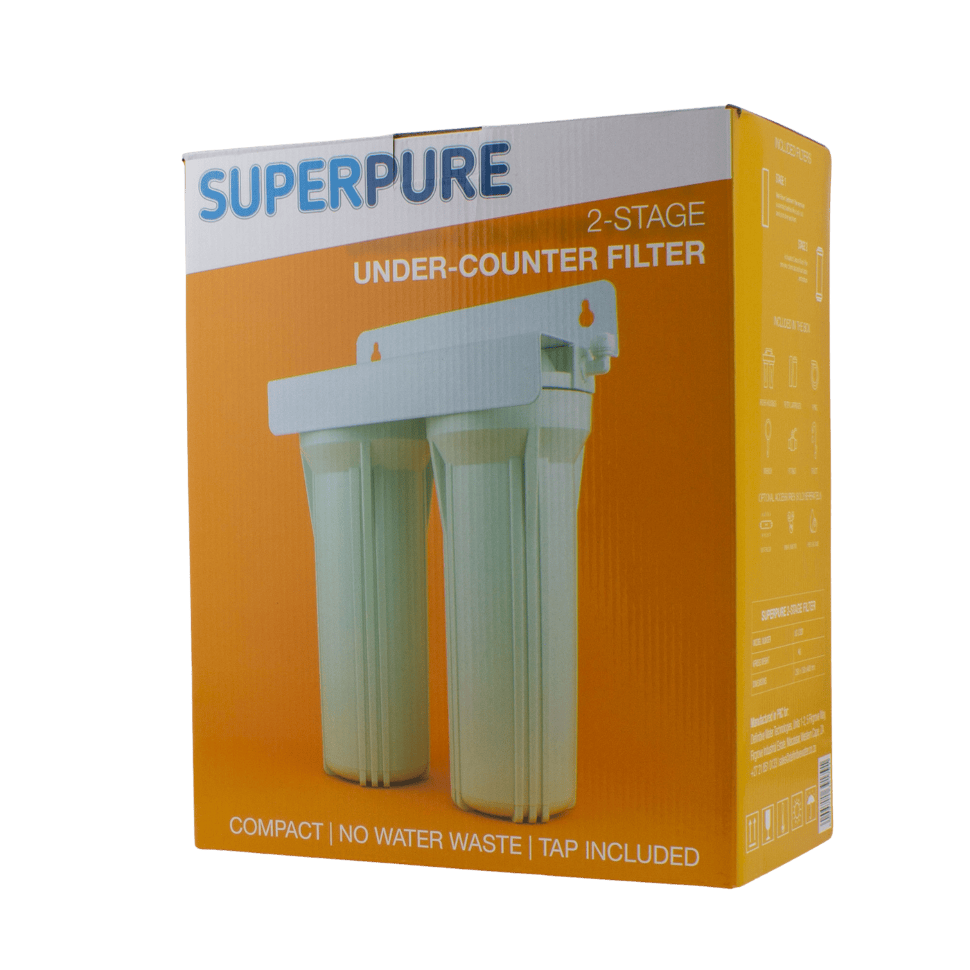 2Stage Under Counter Filter (GAC) Clean Water, Easy Install (SUPERPURE)