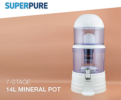 SUPERPURE 14L Water Dispenser with Filters & Mineral Pot