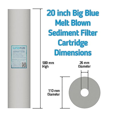 SUPERPURE 20 inch Big Blue Melt Blown Sediment Filter - 20 Micron