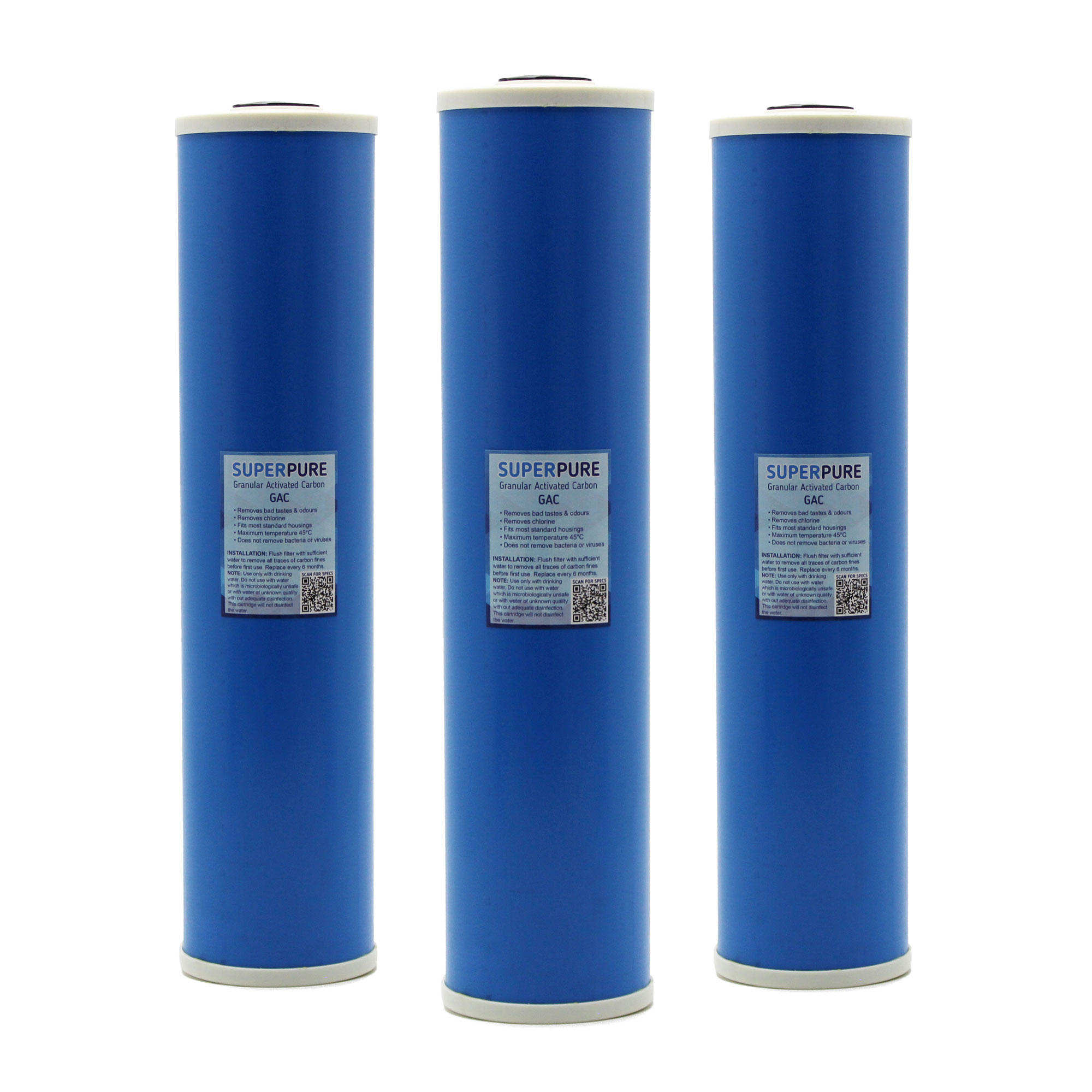 20 inch Big Blue Granular Activated Carbon Filter (3 Pack)