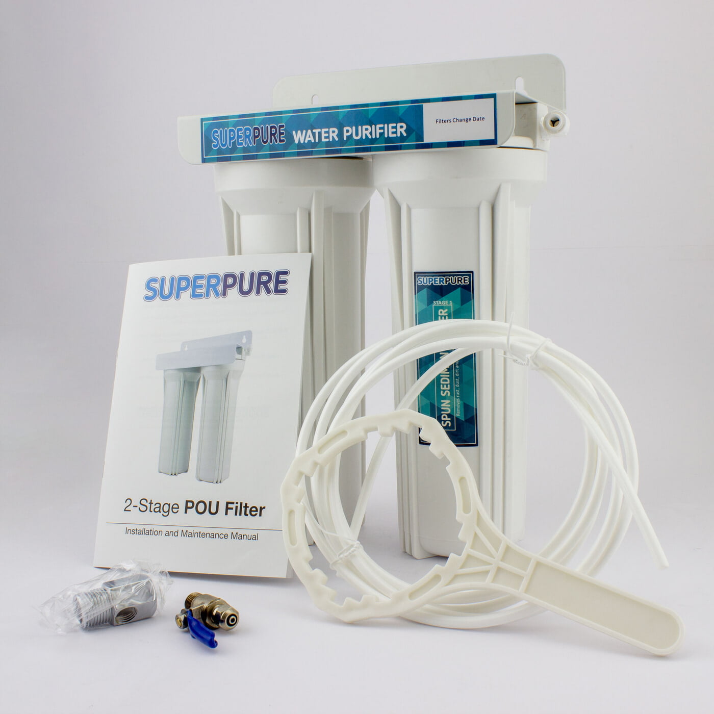 2Stage Under Counter Filter (GAC) Clean Water, Easy Install (SUPERPURE)