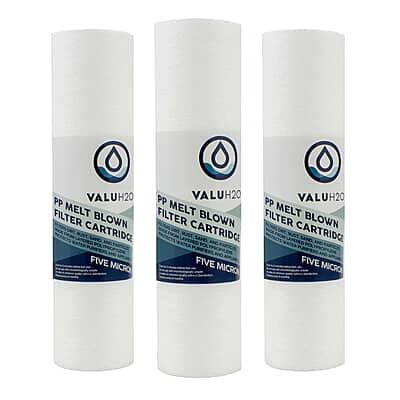 Value H2O 10inch Slimline Sediment Water Filter 5 mic (3 Pack)